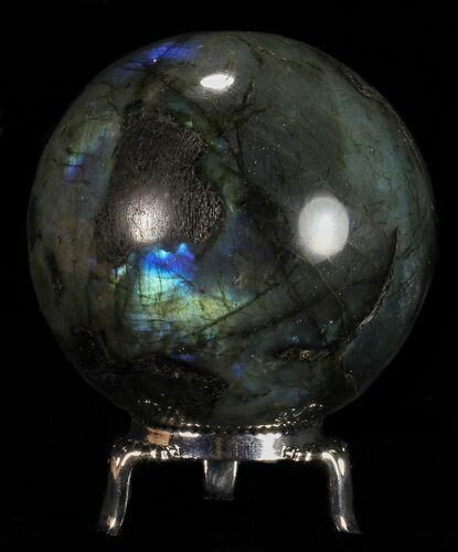 Flashy Labradorite Sphere - With Nickel Plated Stand #53573